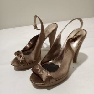 CHINESE LAUNDRY GOLD FABRIC PEEP TOE HIGH HEEL PLATFORM WOMEN SIZE 9.5